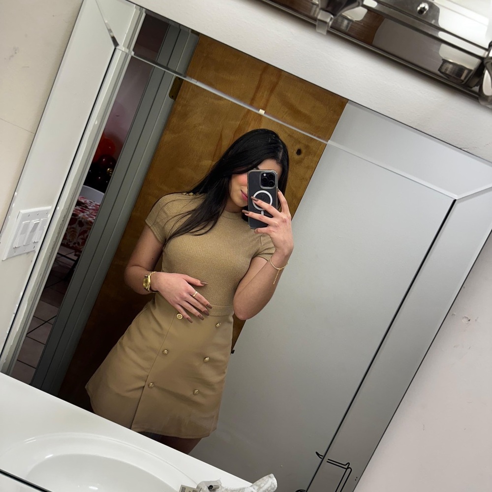 City Studio Brown Short Sleeve Mini Dress